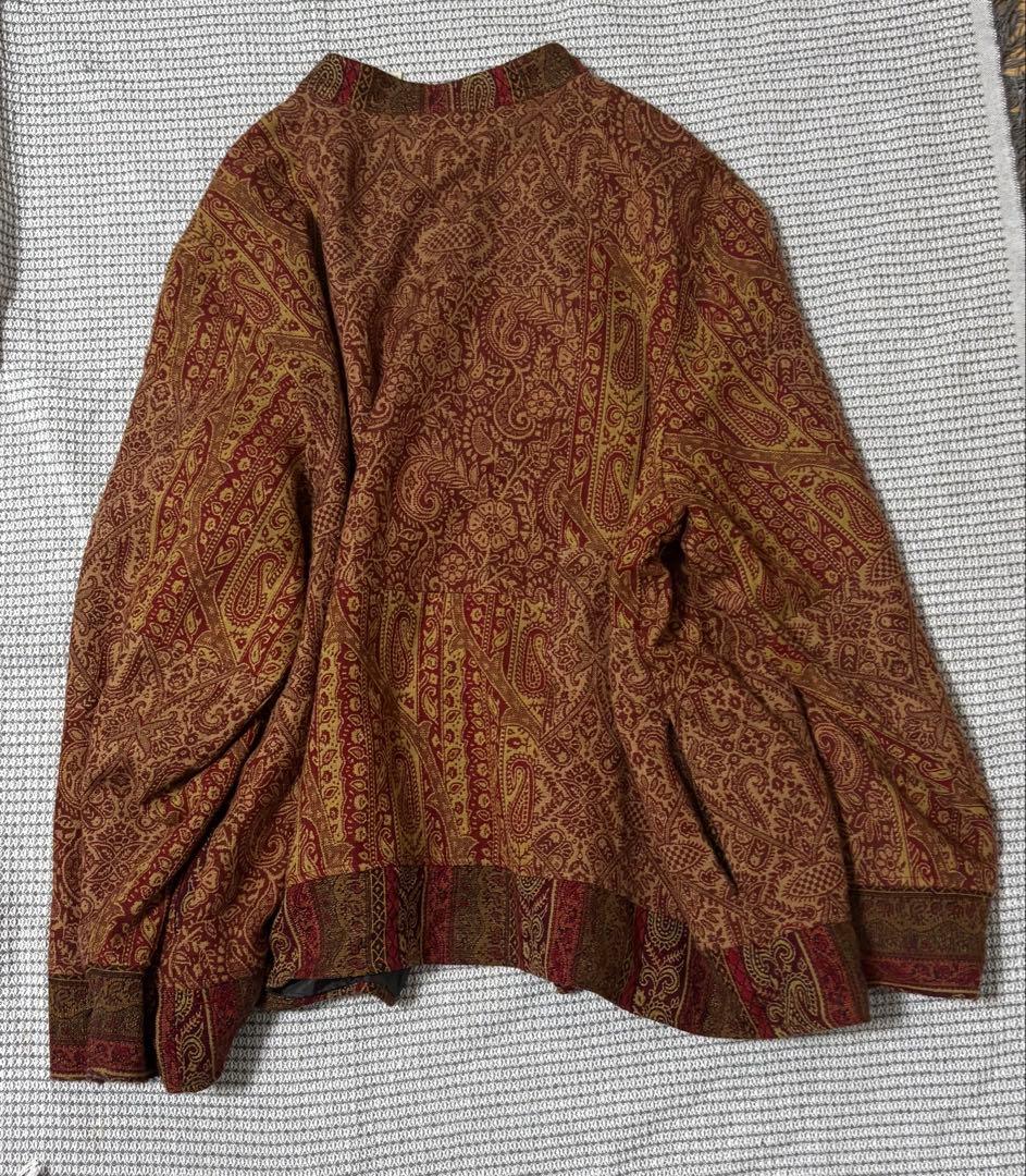 古着　アウター　総柄　ノーカラージャケット　ペイズリー柄