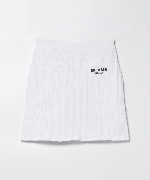 【新品】BEAMS GOLF ホワイト ストライプ スカート L