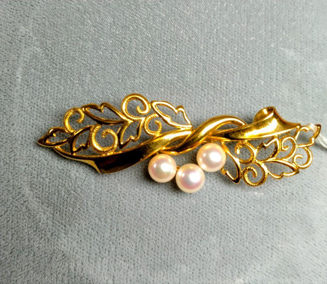 K18アコヤ真珠ブローチ