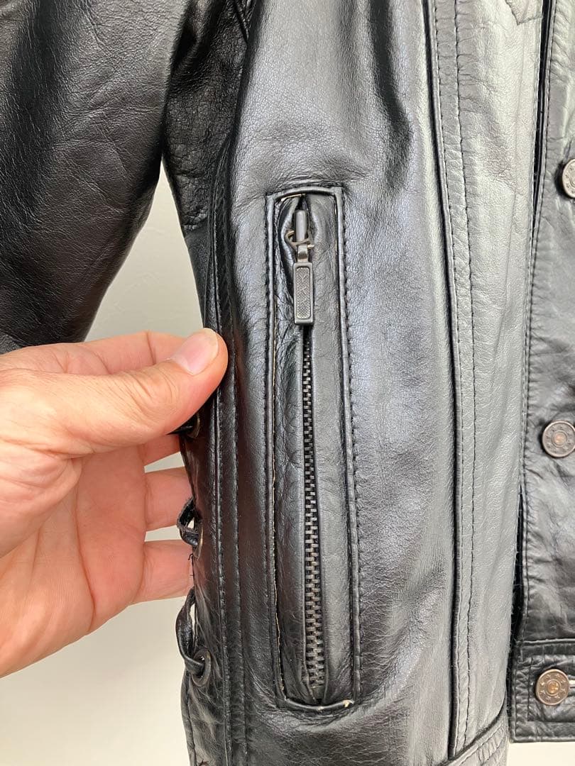 HORN WORKS シングルレザージャケット　黒LL 腕の脱着可能