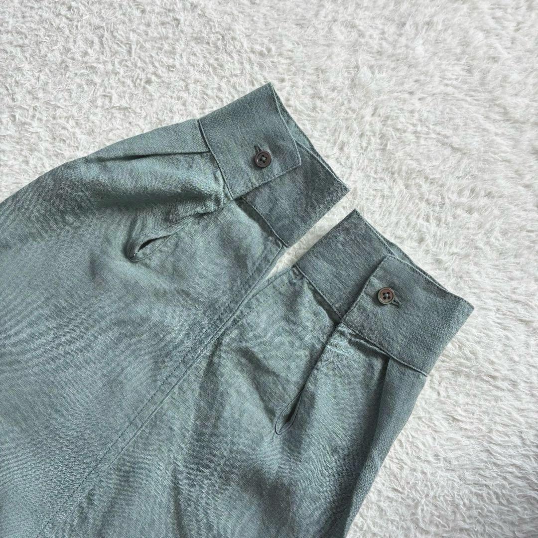 美品 かぐれ リネンシャツワンピース 近年モデル ロングワンピース 長袖 マキシ