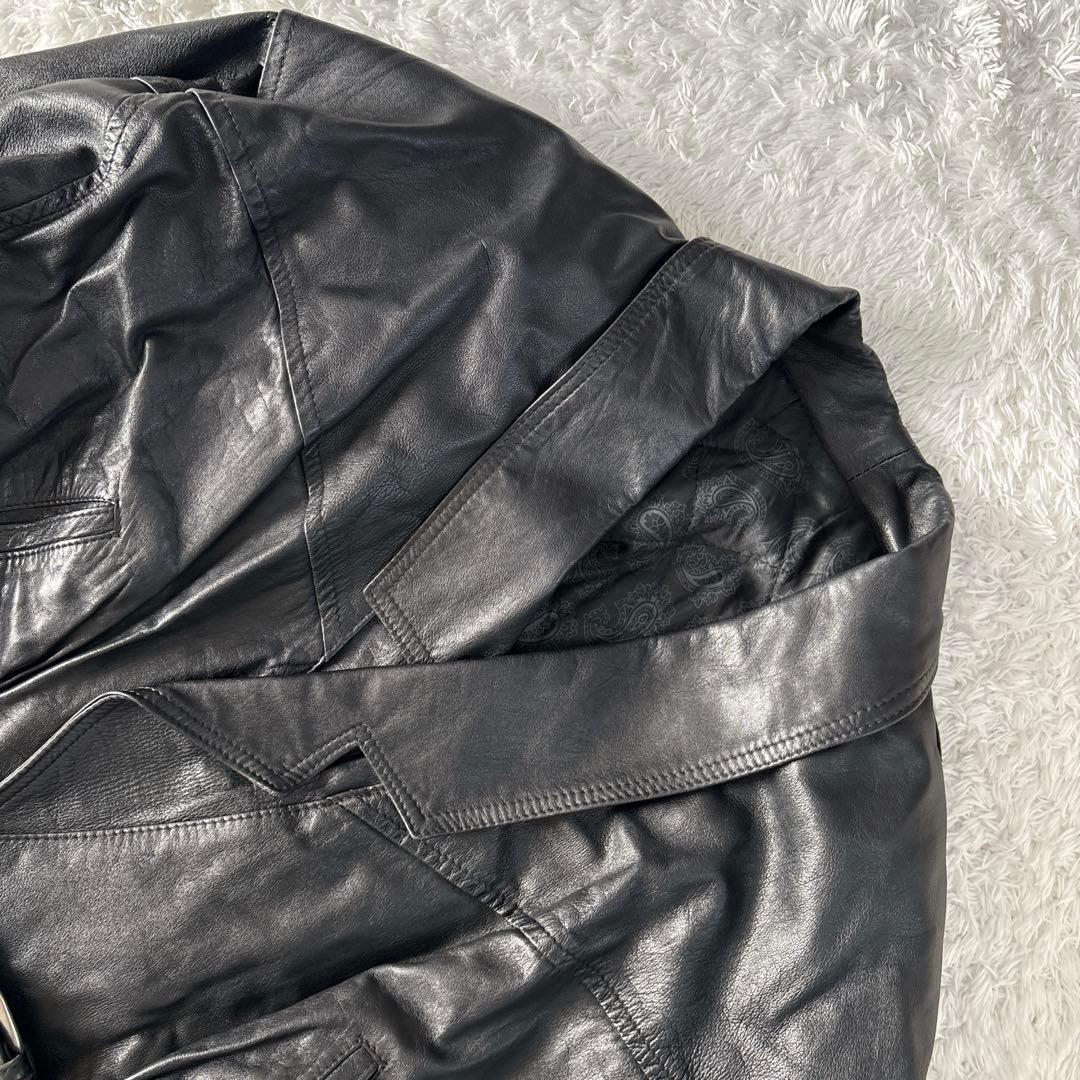 Y2K 本革 レザージャケット 短丈 ブラック イタリア製 リアルレザー 黒