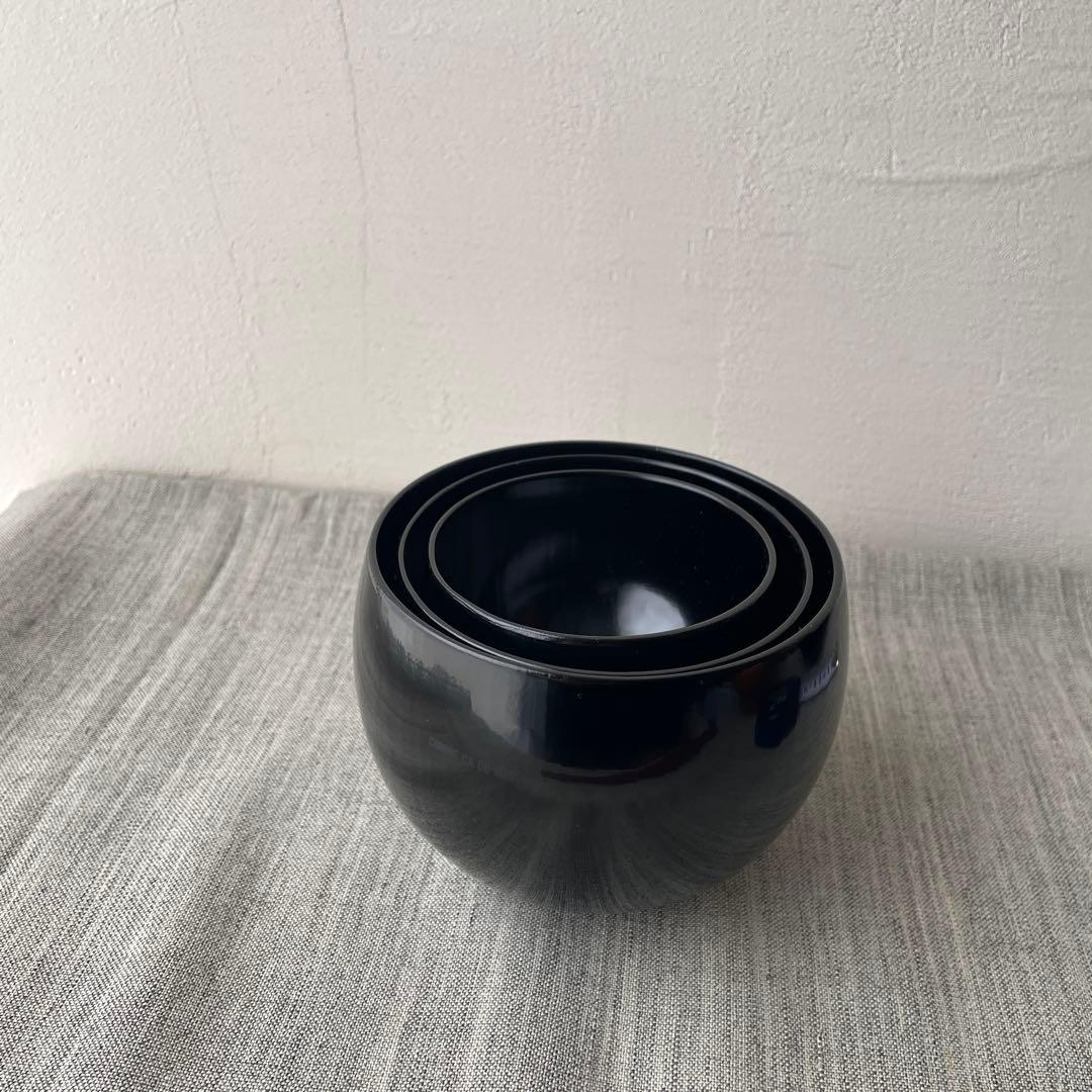 木製 入れ子椀 応量器 黒 漆器 2セット コムサデモード