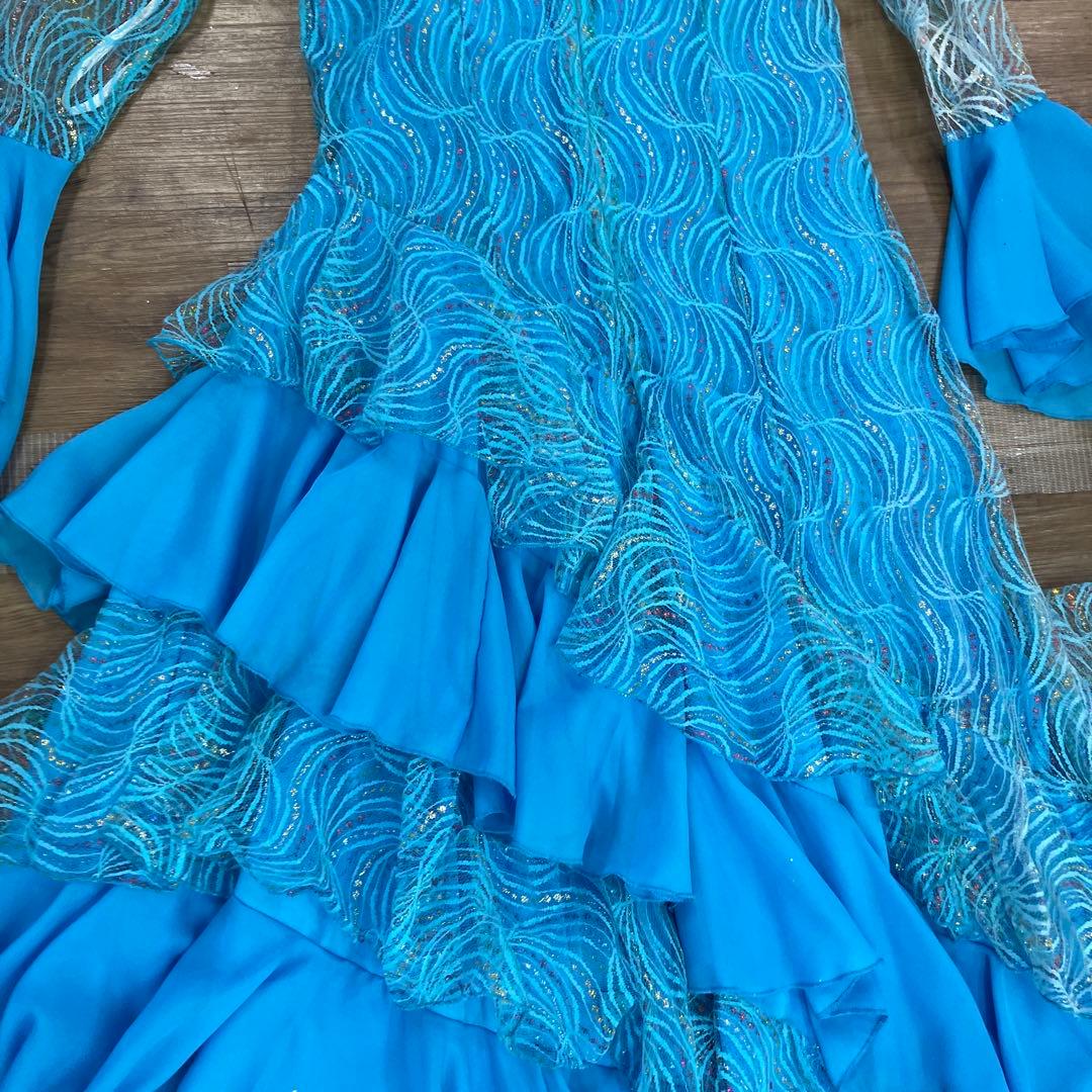 3.4 prima boutique 社交ダンス ドレス スカイブルー フリル