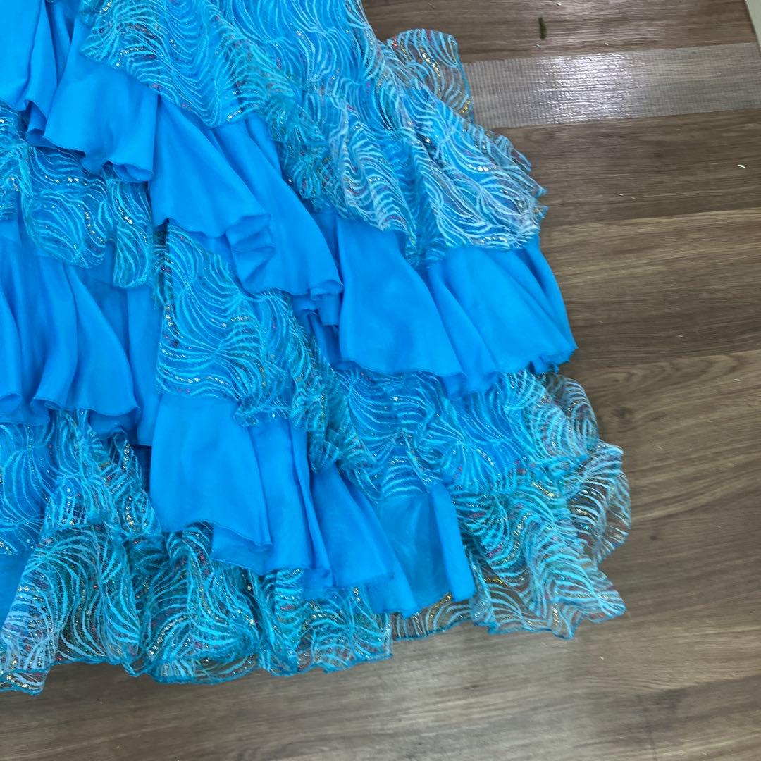 3.4 prima boutique 社交ダンス ドレス スカイブルー フリル