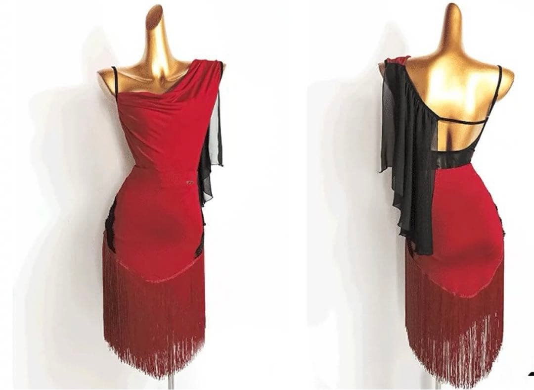 ダンス衣装　ラテンダンス衣装 フリンジ スカート レオタード ラテン衣装