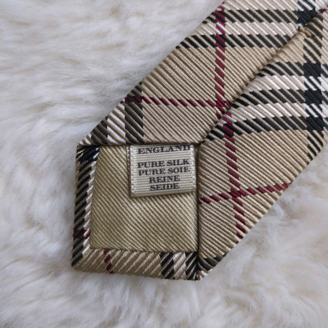 極美品 バーバリーロンドン ネクタイ ノバチェック シルク 絹 ベージュ