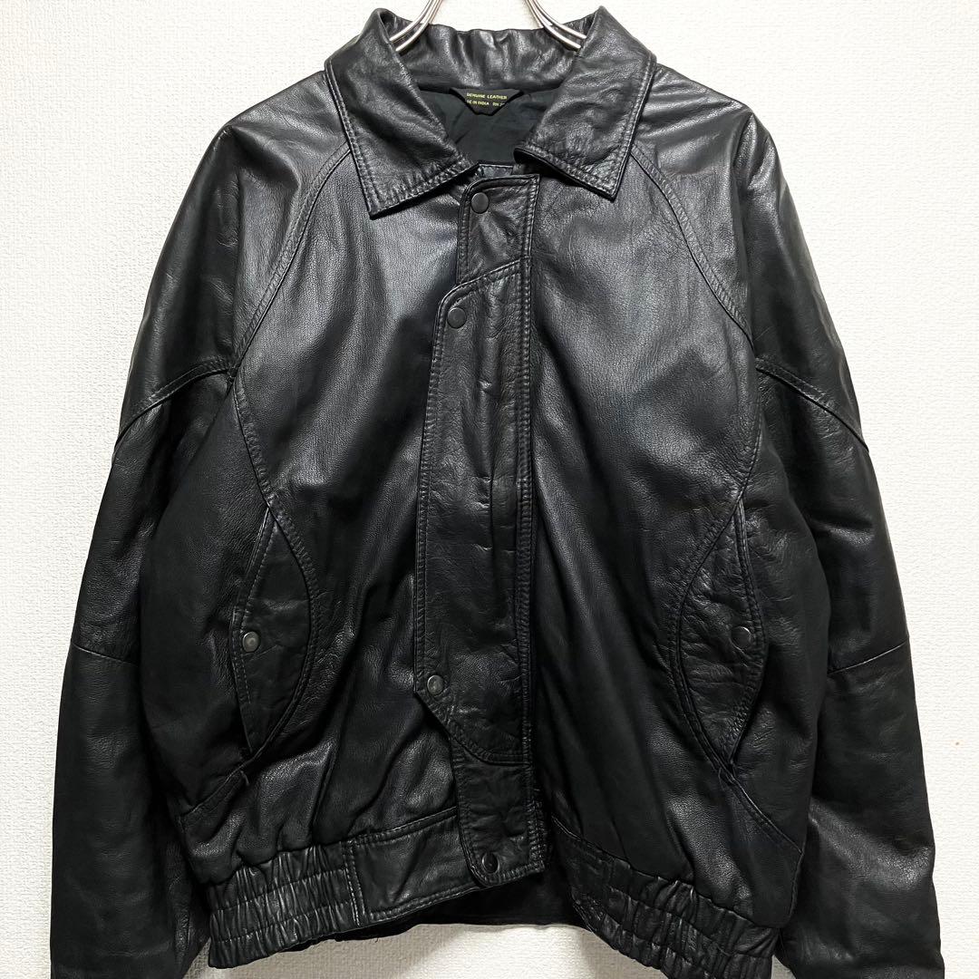 【リアルレザー】90s phase2 レザーブルゾン ブラック 高級 希少 レア