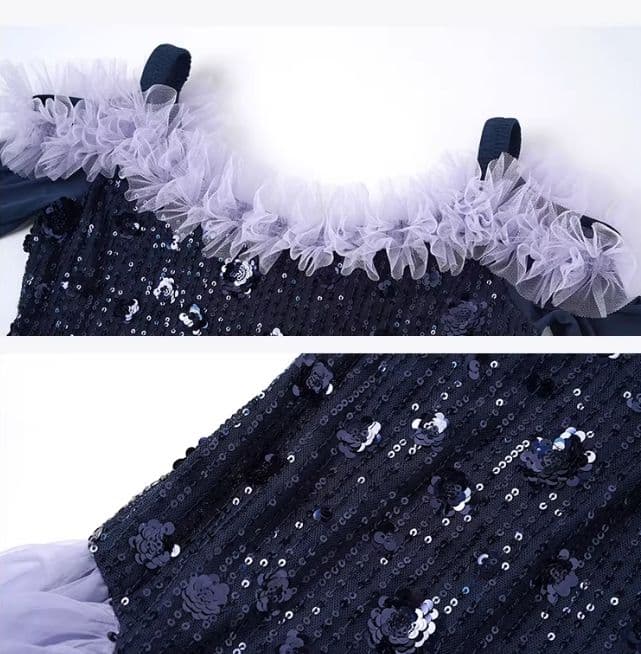 社交ダンスドレス　モダンドレス フリル パーティー オーダーメイド 2色