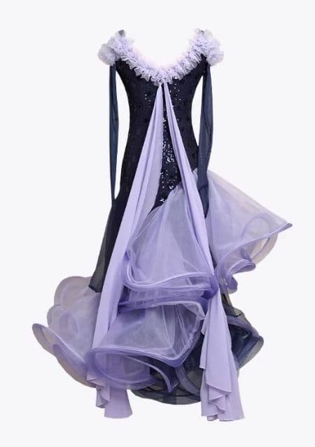 社交ダンスドレス　モダンドレス フリル パーティー オーダーメイド 2色