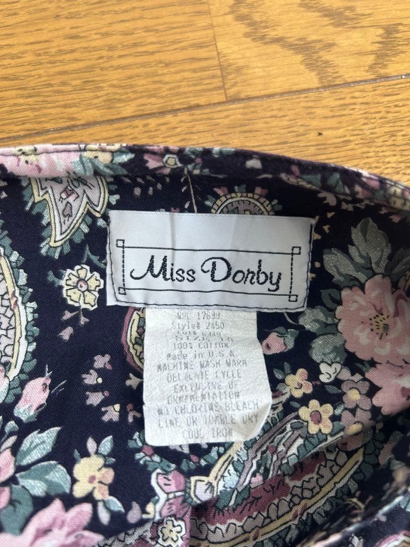 ヴィンテージ USA製 花柄 ペイズリー柄 五分袖 ロングワンピース O62