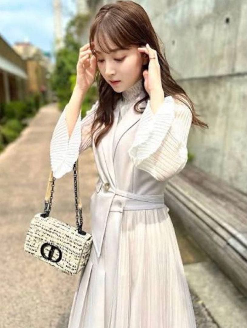 【SNIDEL】スイッチングデザインワンピース/ライトグレー