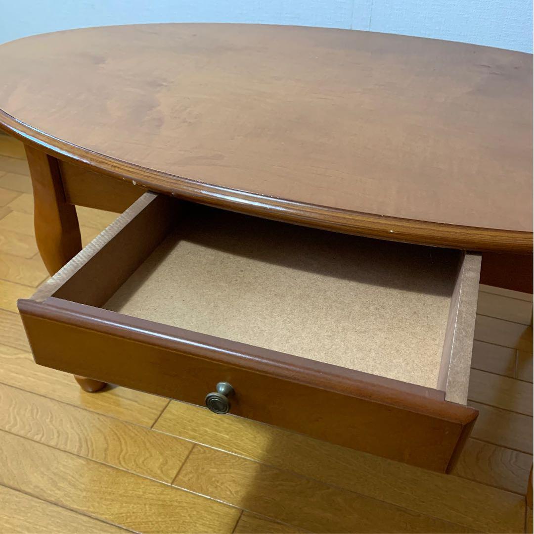 楕円形　猫脚　ローテーブル　センターテーブル　アンティーク風　猫足