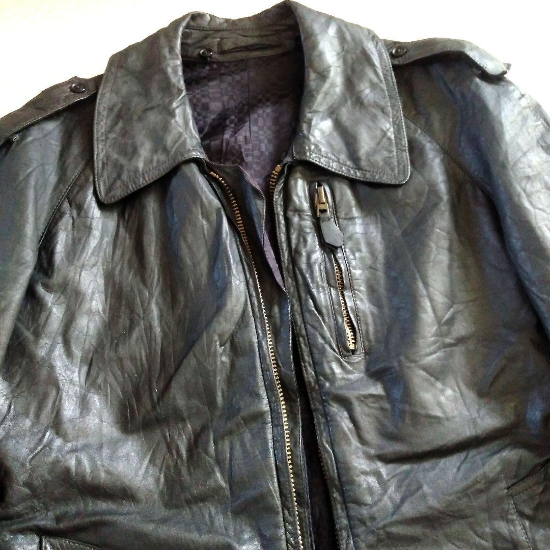 70s Vintage イタリア軍 ヘリコプタークルー レザージャケット