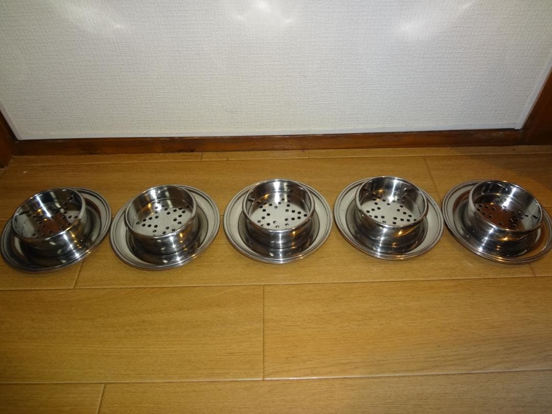 ビンテージ　５セットUSED　ユキワ ステンレス ドームカバーバターディッシュ2