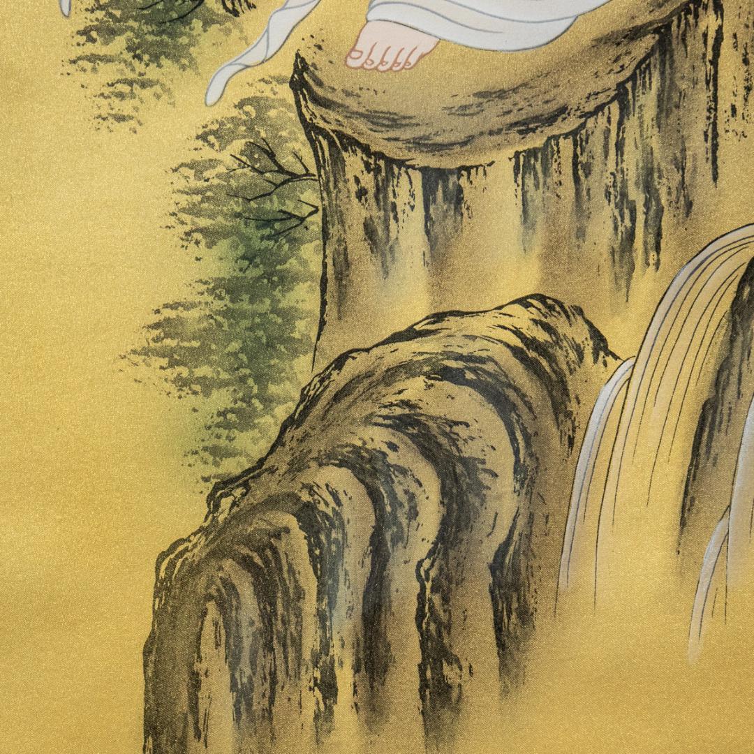 掛軸-1465　寛斎　岩上観音　共箱　仏画