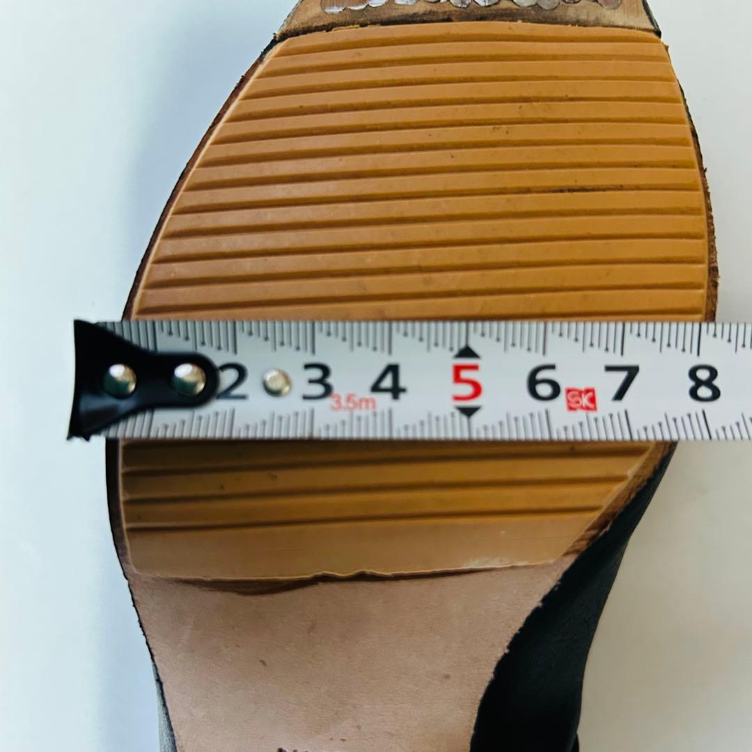 フラメンコ用シューズ 23.5㎝ ブラック　クロスストラップ付き　ヒール高さ5㎝