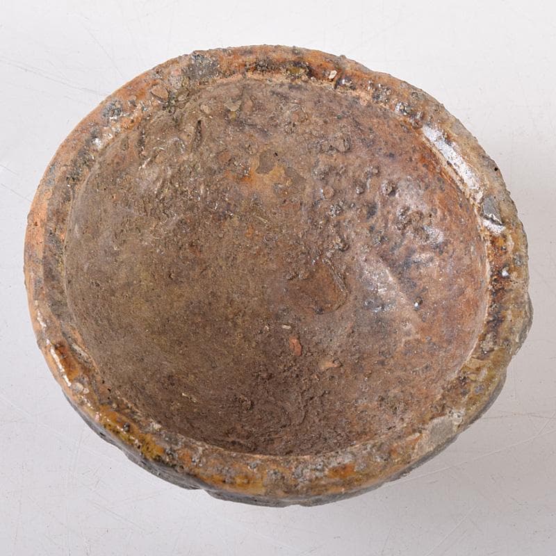 マル 茶道具　大樋焼　菊形　香合　時代箱　N　7468