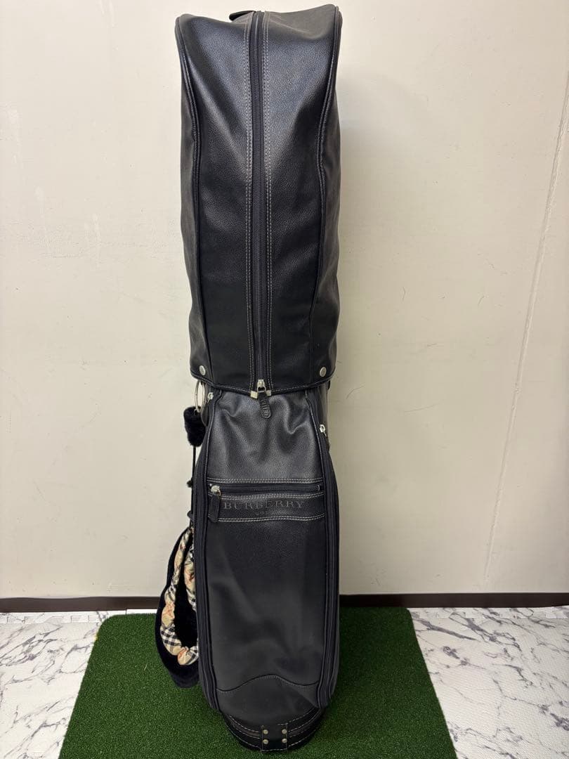 【希少・高級】バーバリーゴルフ キャディバッグ ノバチェック ブラック レザー調