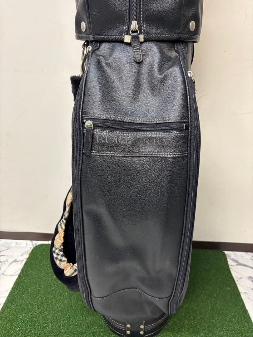 【希少・高級】バーバリーゴルフ キャディバッグ ノバチェック ブラック レザー調