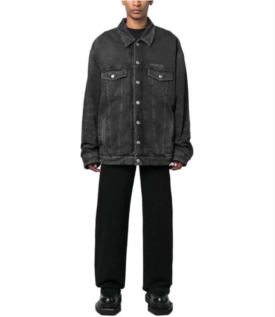 ち*る様 【最終値下】BALENCIAGAパデッド ブラックデニム ミラーロゴ