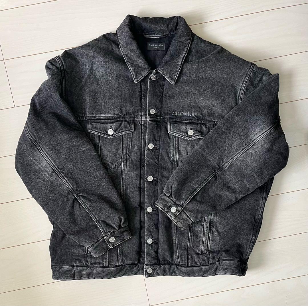 ち*る様 【最終値下】BALENCIAGAパデッド ブラックデニム ミラーロゴ