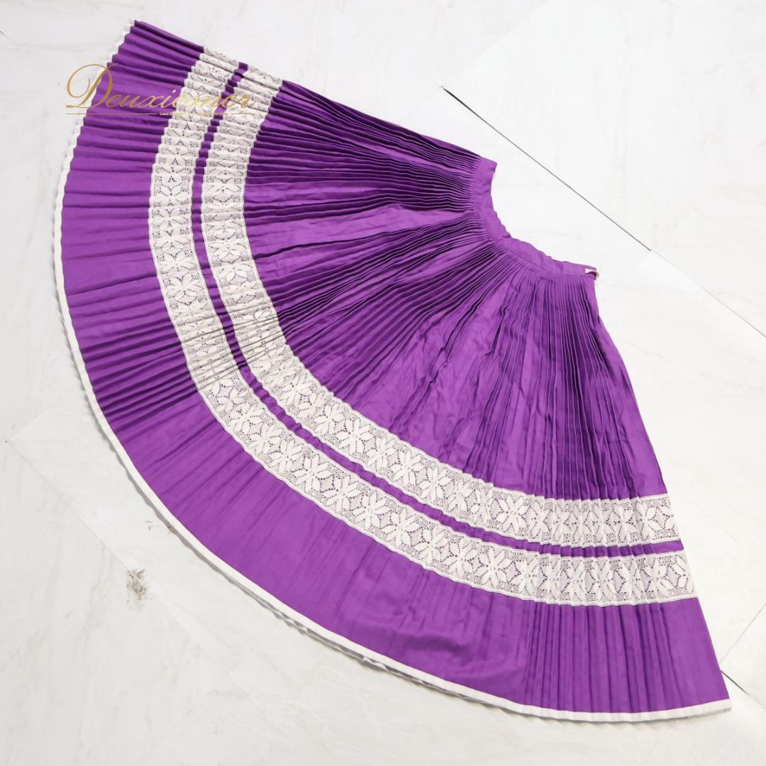 【フォークダンス衣装】パープル スカート 紫 白 ホワイト プリーツスカート