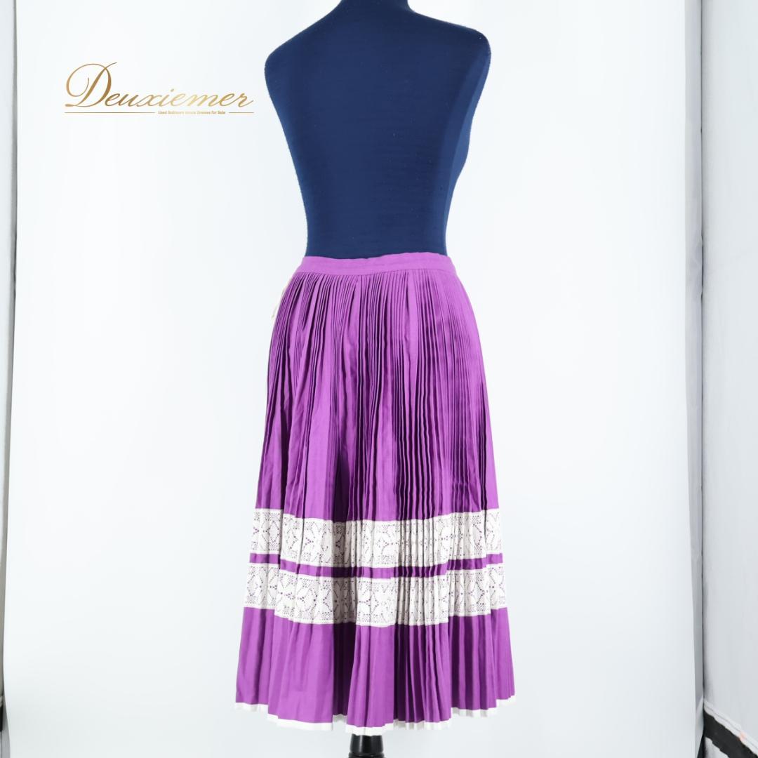 【フォークダンス衣装】パープル スカート 紫 白 ホワイト プリーツスカート