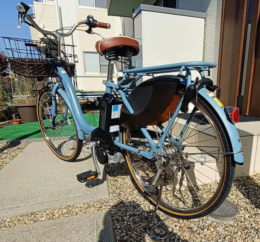 YAMAHA PAS With 24インチ電動アシスト自転車オシャレな艶消し水色