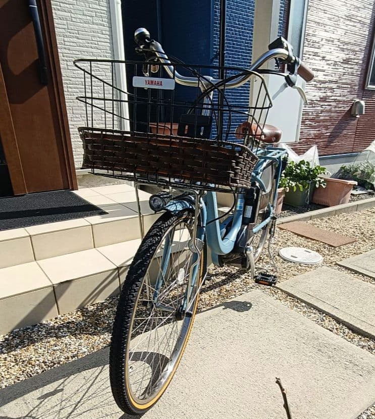 YAMAHA PAS With 24インチ電動アシスト自転車オシャレな艶消し水色