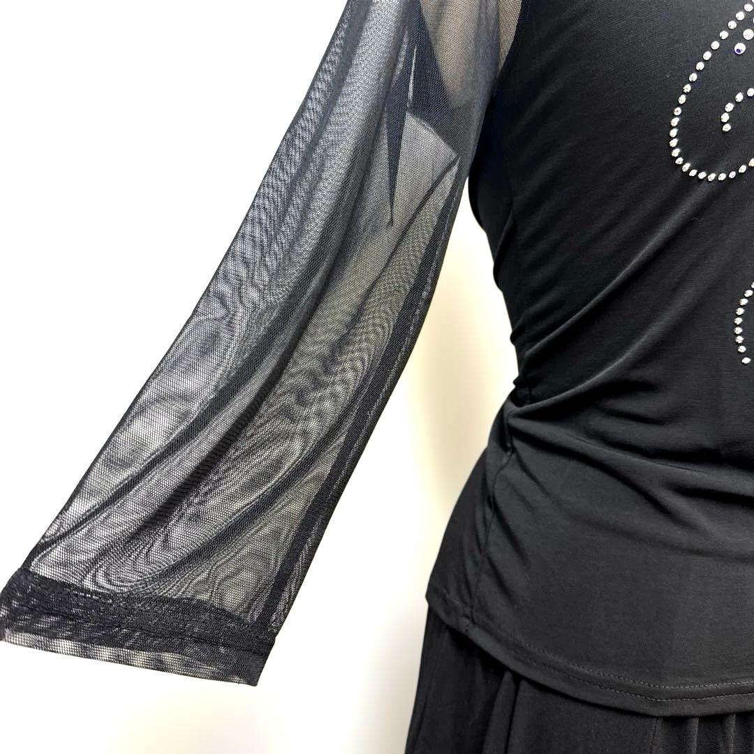 6218★M 黒 花柄 ジルコン スタンダード セットアップ 社交ダンス