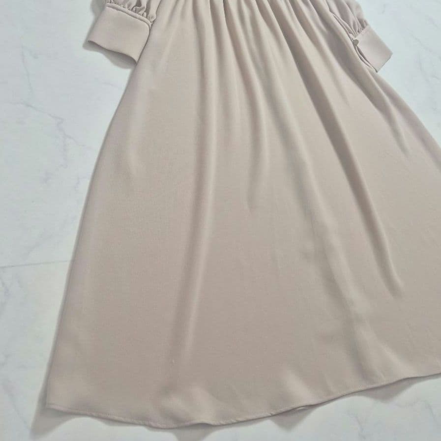 ANAYI シアードビーボウタイワンピース プリーツ シフォン ピンクベージュS