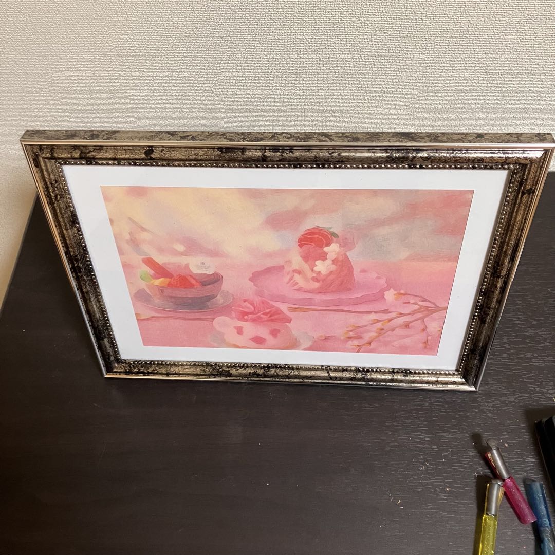 スイーツアート5 パステル画　額縁寸法32.7㎝×24.0㎝×1.5㎝