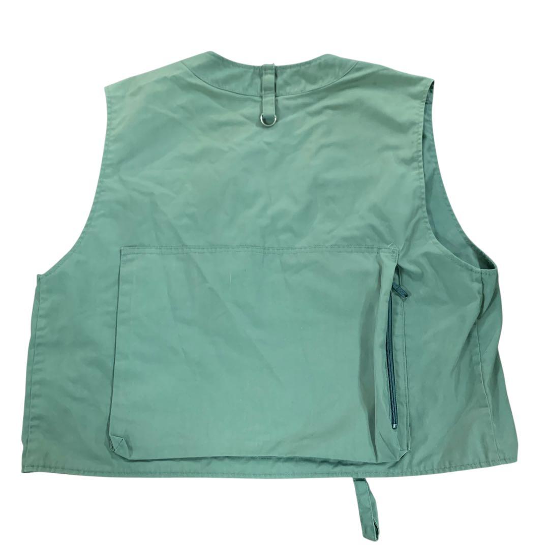 8BS1 asics ユーティリティベスト　ジップアップ　カーキ　日本製　古着