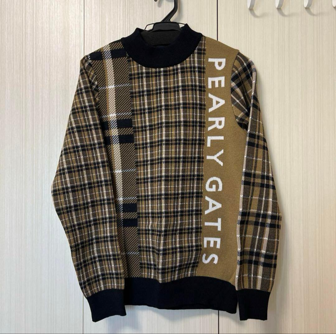 【3点セット】パーリーゲイツ バウンドウールチェック柄セットアップ ブラウン