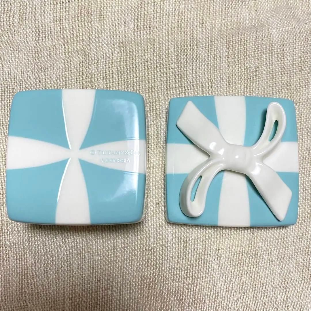 【新品未使用】正規品★ティファニー ミニ ブルー ボウ ボックス 小物入れ陶器