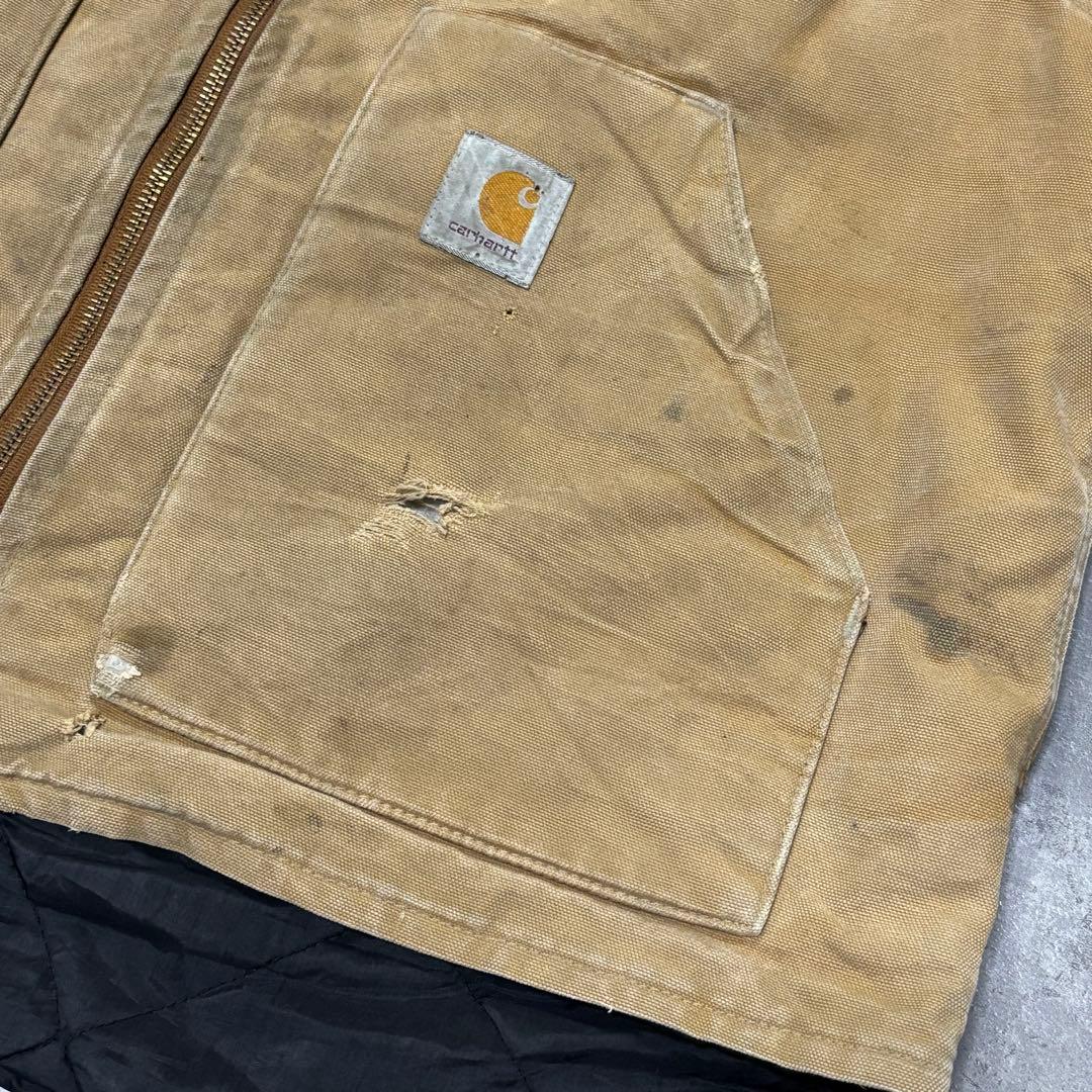 90s USA製 ✨ Carhartt ダック地ベスト フェード キルティング