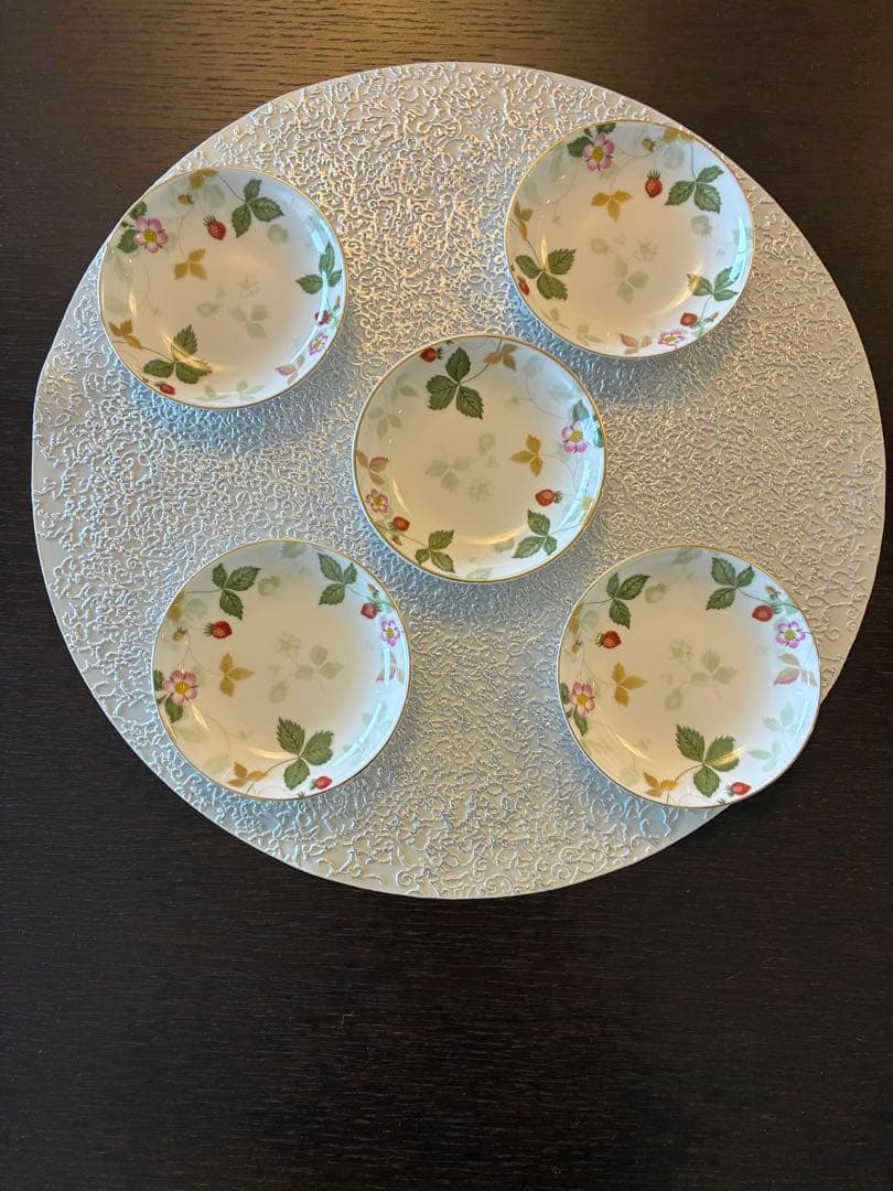 5枚セット　プチトレイ　ウェッジウッド ワイルドストロベリー　パステル　小皿