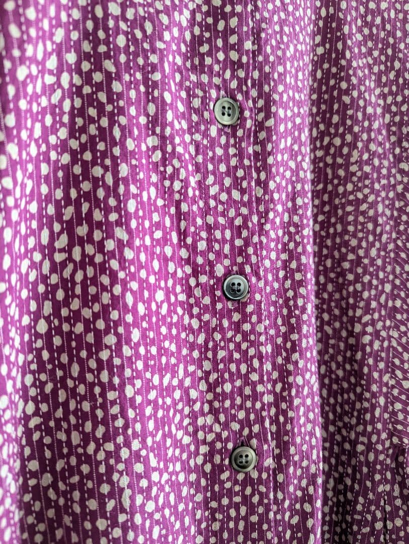 【新品】Artipur パープル花びらドット　ロングシャツワンピース　ゆったり