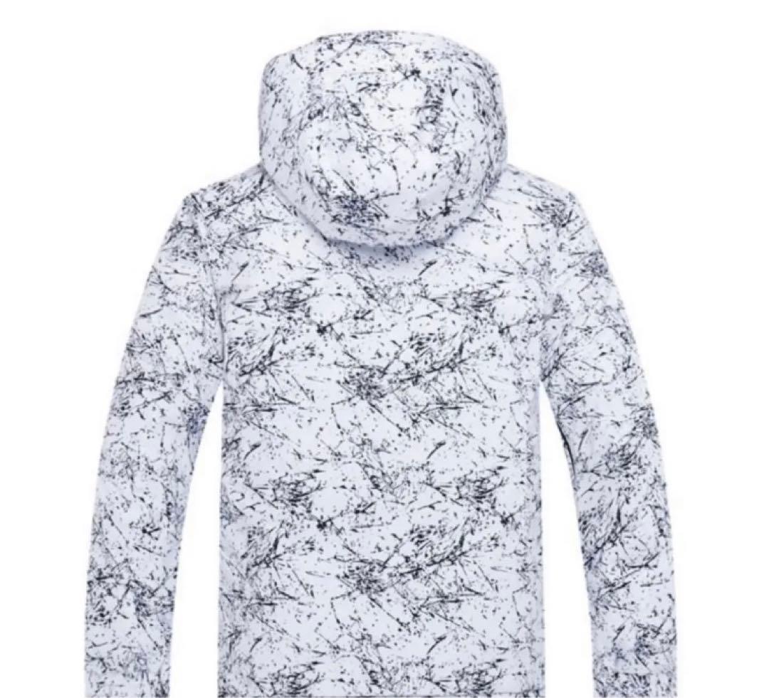 スキー スノボ ウェア ウエア  大理石 タイダイ柄 上下セット 黒　ブラック