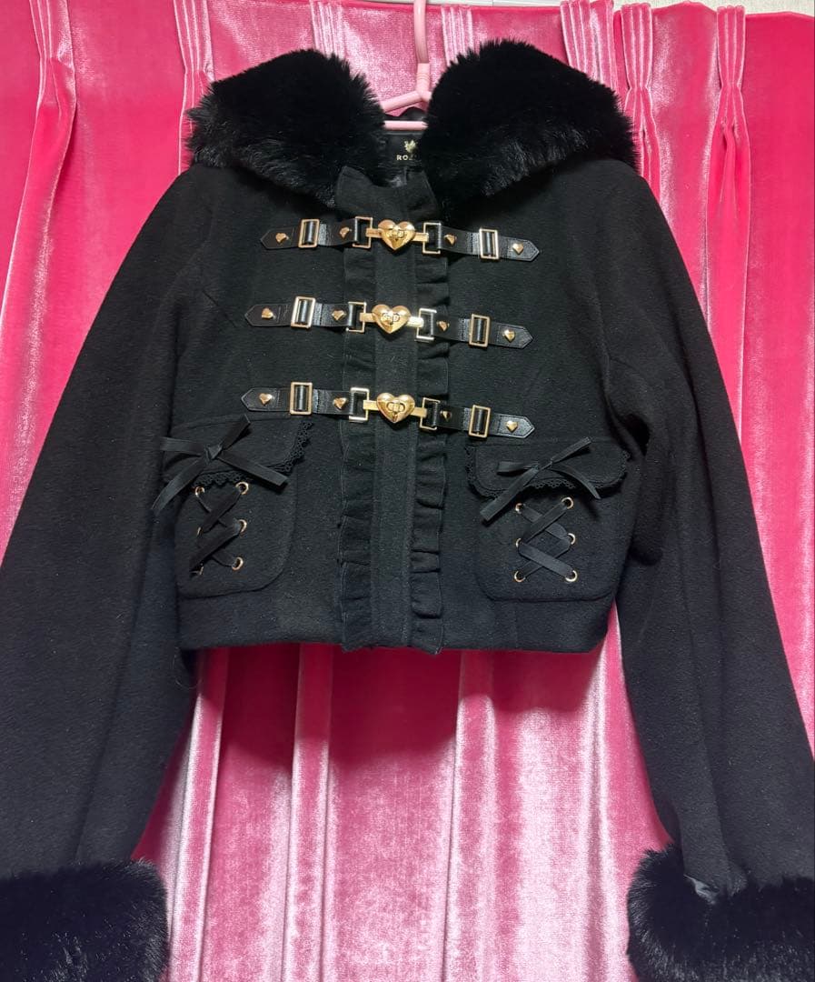 ロジータ ROJITA ハートバックルショートコート ブラック 黒 完売品