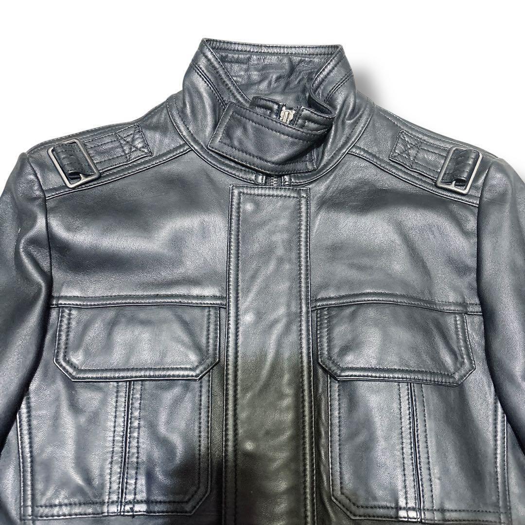 美品 アンタイトルMEN M-65型 レザージャケット 黒 ラムレザー 本革