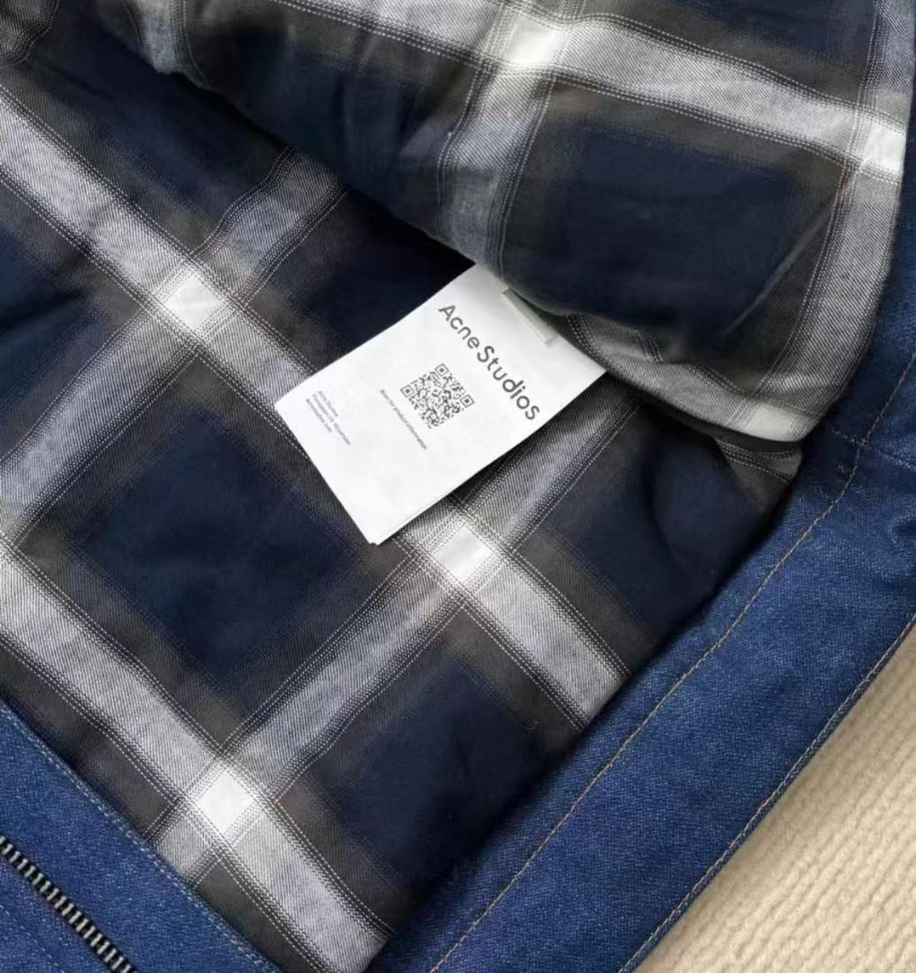 Acne studios ダークデニムジャケット レザー襟付き