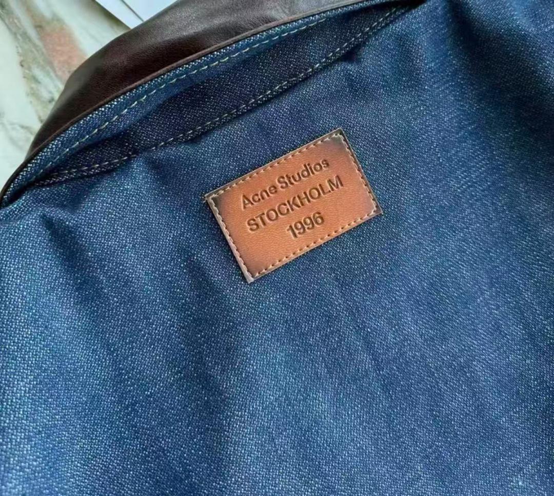 Acne studios ダークデニムジャケット レザー襟付き