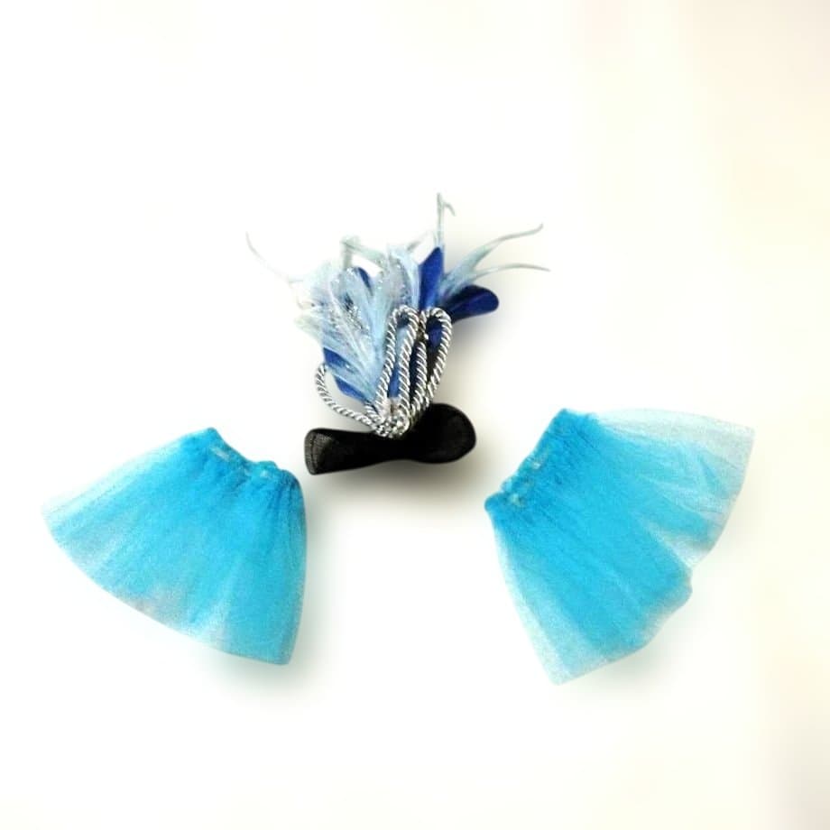 バレエ　水色 チュチュ シルビア製4号　Y4 ．A4 2着　 髪飾り、袖付