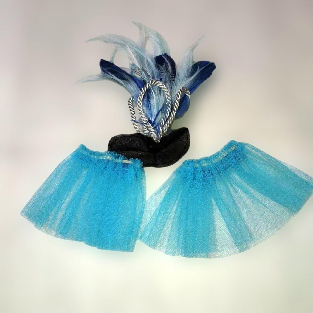 バレエ　水色 チュチュ シルビア製4号　Y4 ．A4 2着　 髪飾り、袖付