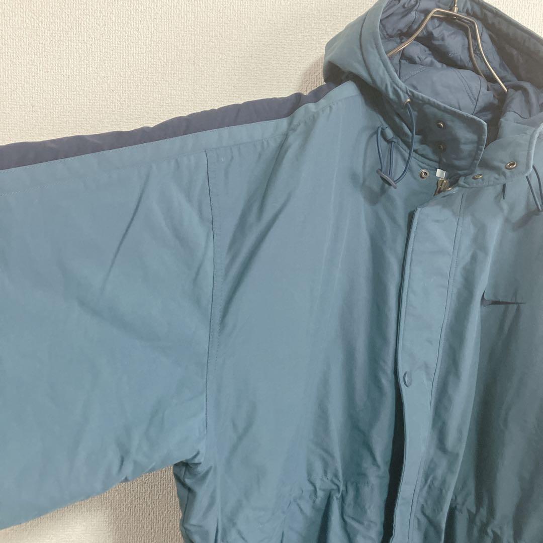 【稀少】90s 銀タグ NIKE ナイキ　刺繍　ベンチコート　キルティング　L