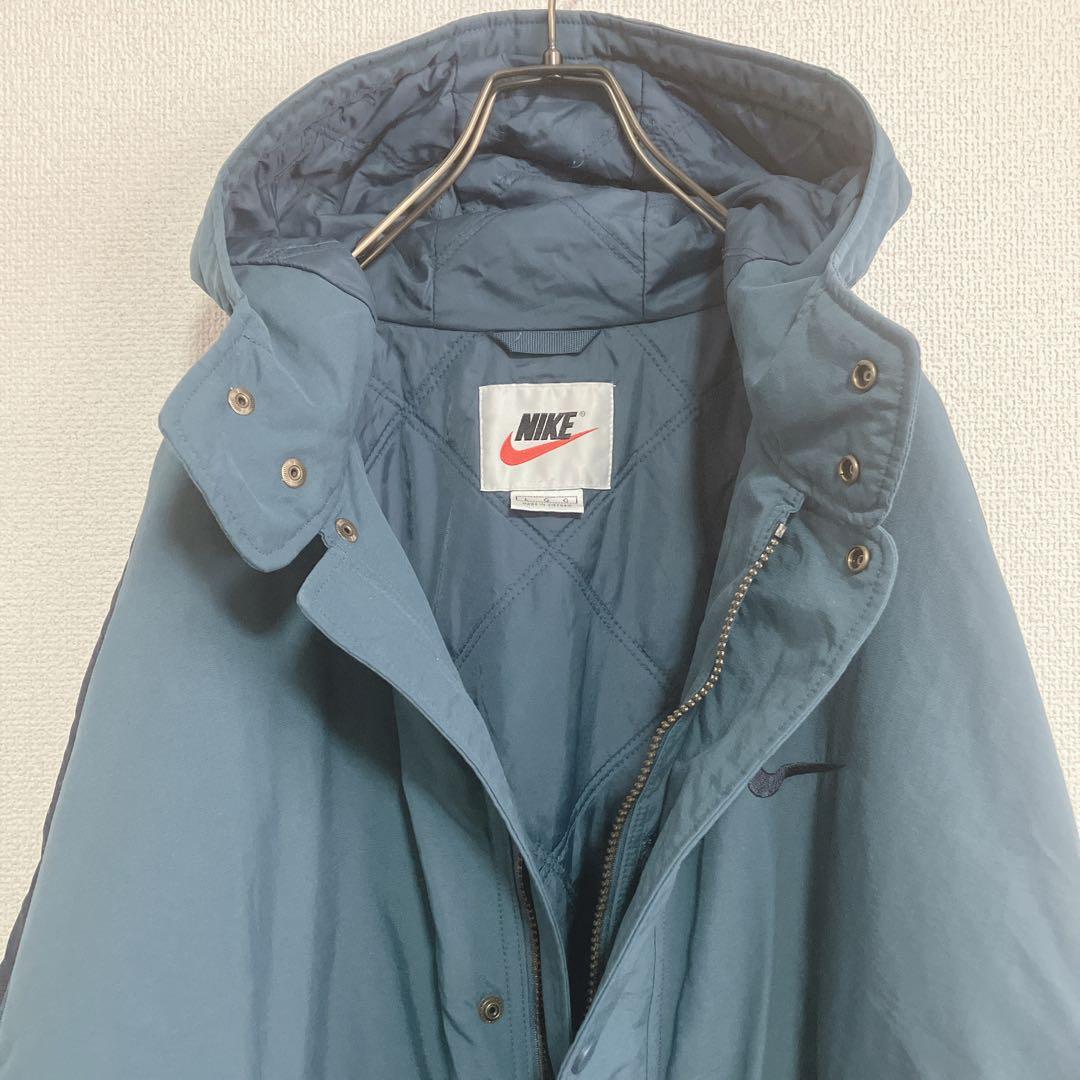 【稀少】90s 銀タグ NIKE ナイキ　刺繍　ベンチコート　キルティング　L