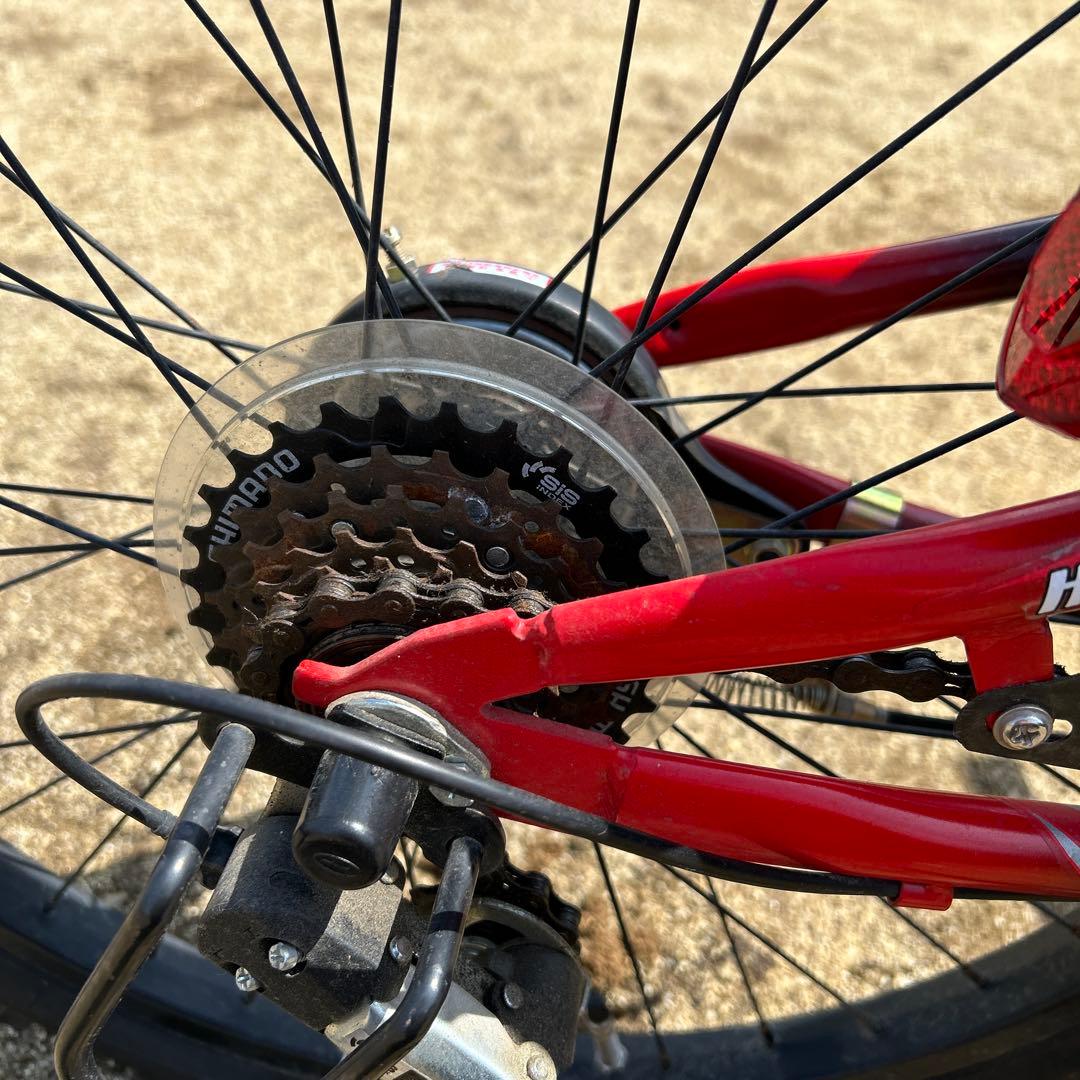 子供用 自転車 本体 黒・赤 前カゴ付 HEAD