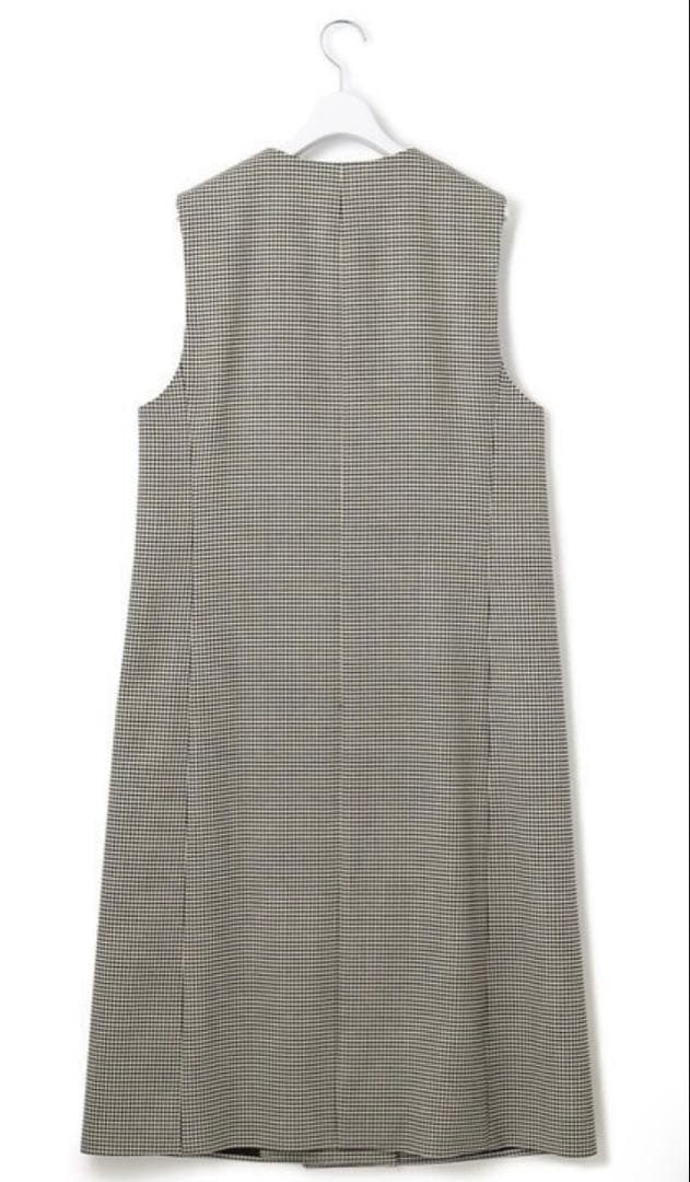【美品】23区 ガンクラブチェック ロング ジレ モノトーンチェック38